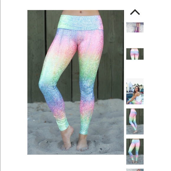 Pink and Blue Sequin Leggings with Holographic Effect - Picture 8 of 10